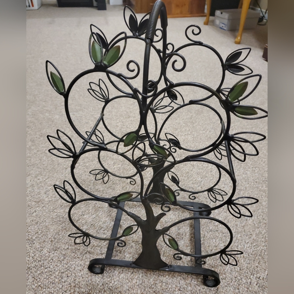 Pier 1 Metal Tree Of Life 6 Bottle Wine Rack With Handle